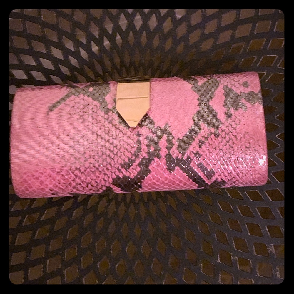 Banana Republic pink snakeskin clutch